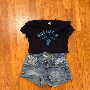 Wallflower Light Blue Denim Shorts and Hollister Soft Tee